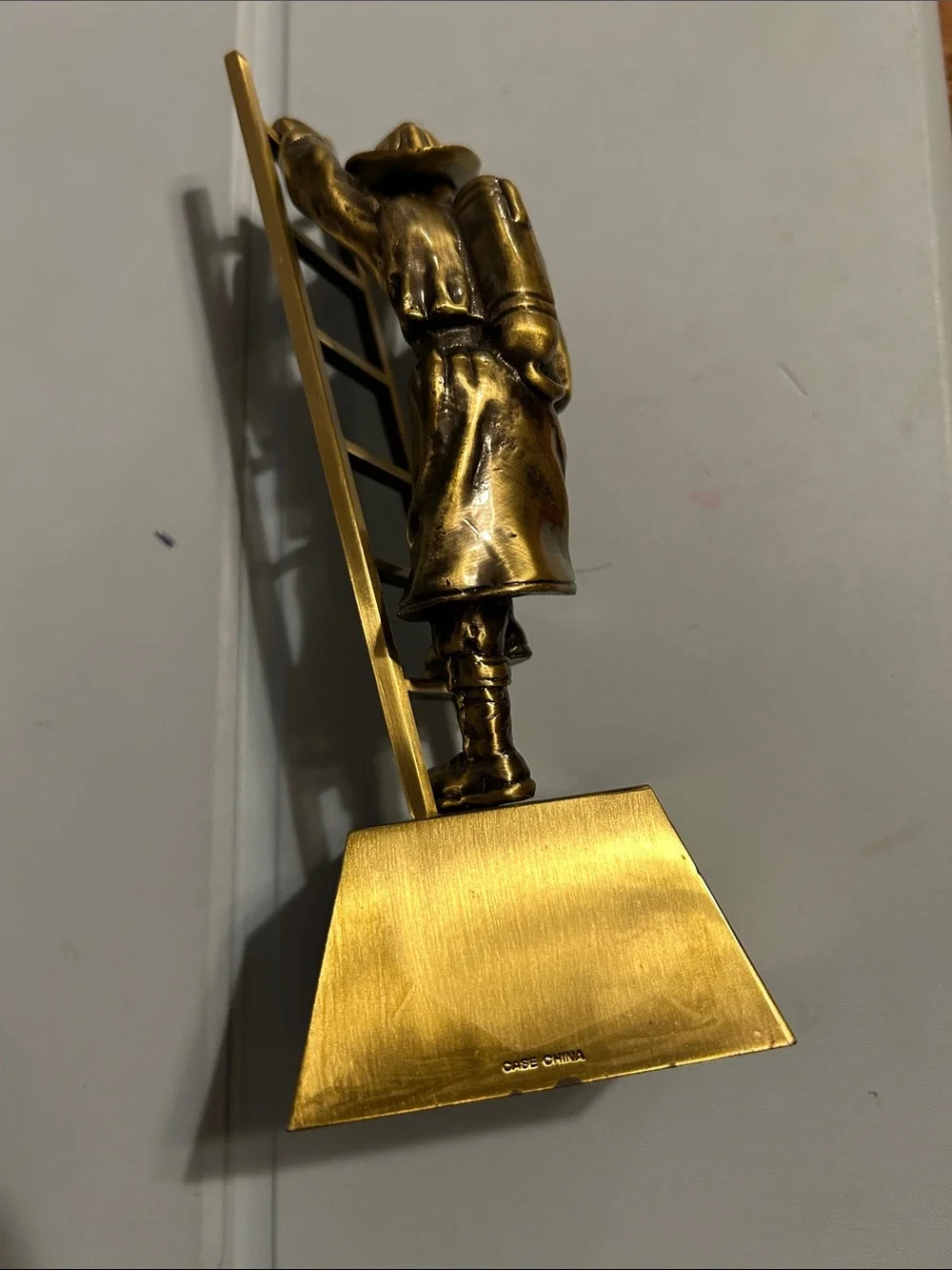 Bronze Firefighter Wall Clock Sculpture - Gold Home Wall Decor